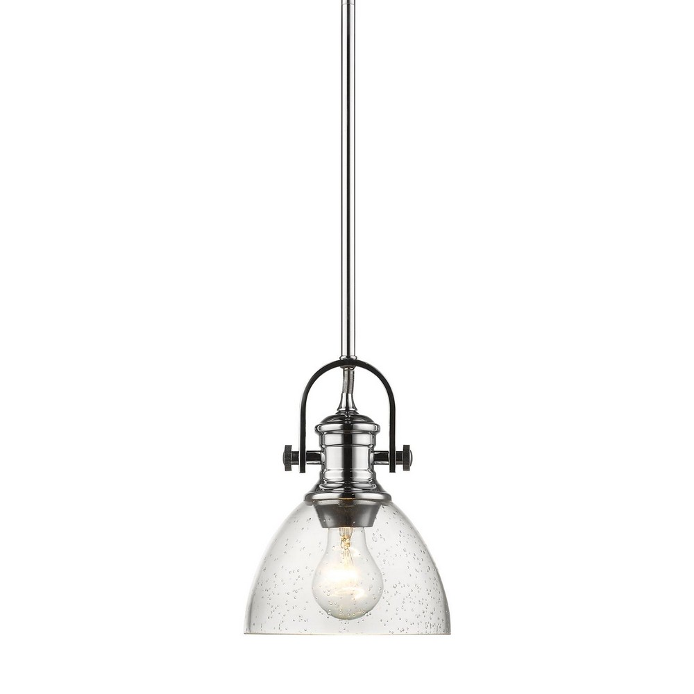 Golden Lighting-3118-M1L CH-SD-Hines - 1 Light Pendant-9.13 Inches Tall and 6.88 Inches Wide Chrome Seeded Black Finish